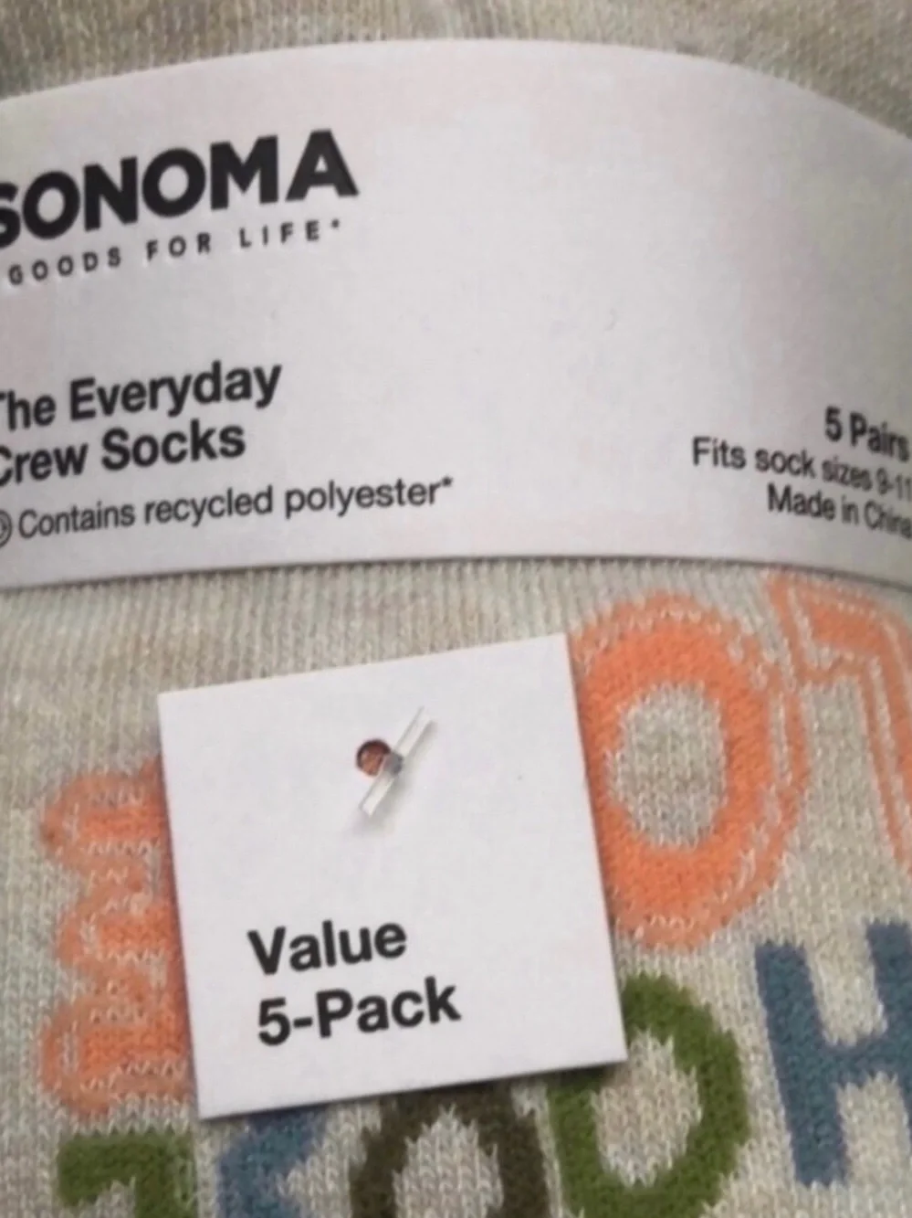 New Sonoma Socks Women's 5 Pair Choose Love Pastel Pattern Casual Active Crew